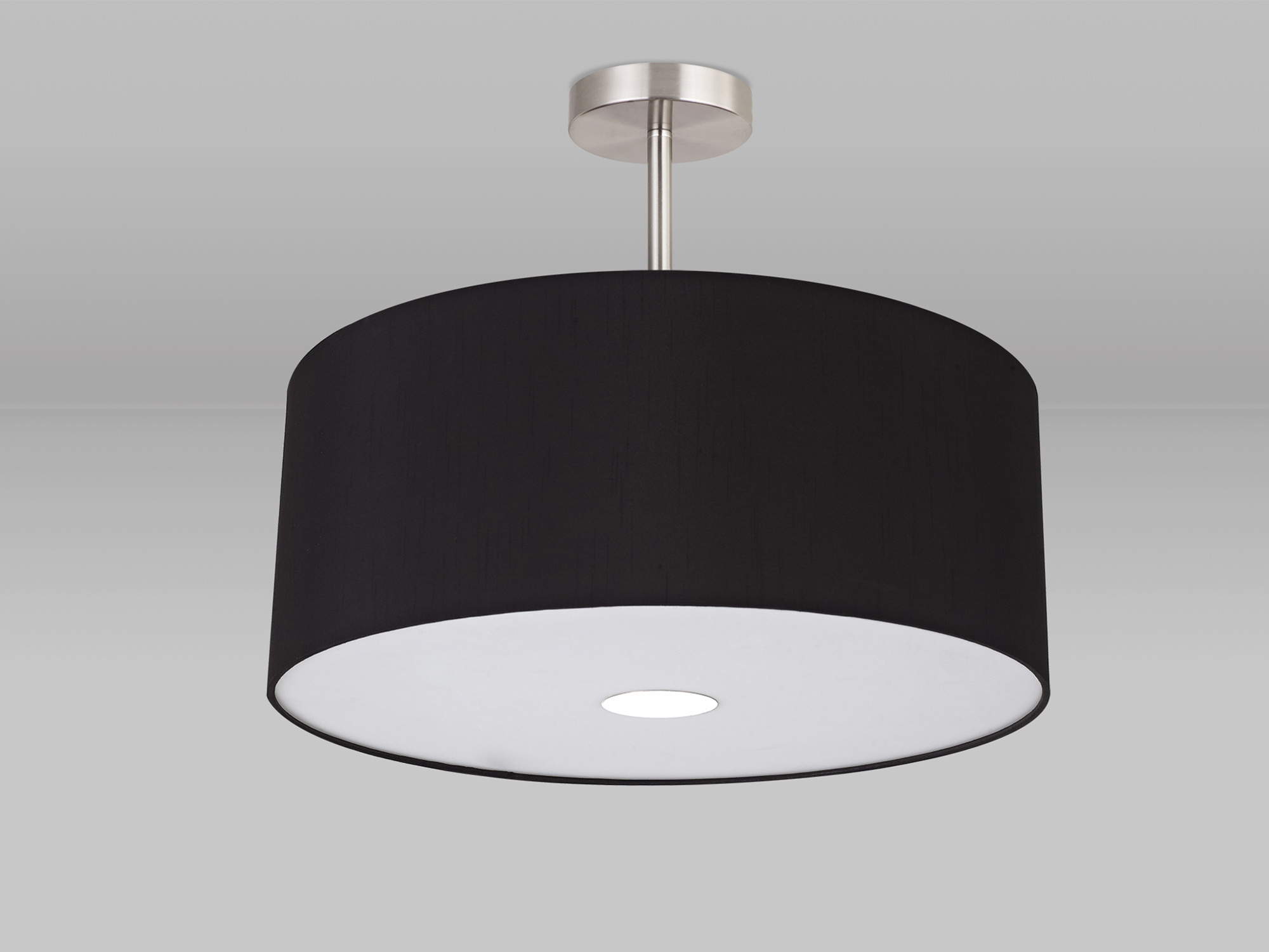 Baymont 50cm Semi Flush 3 Light Satin Nickel, Black, Frosted Diffuser DK0431  Deco Baymont SN BL
